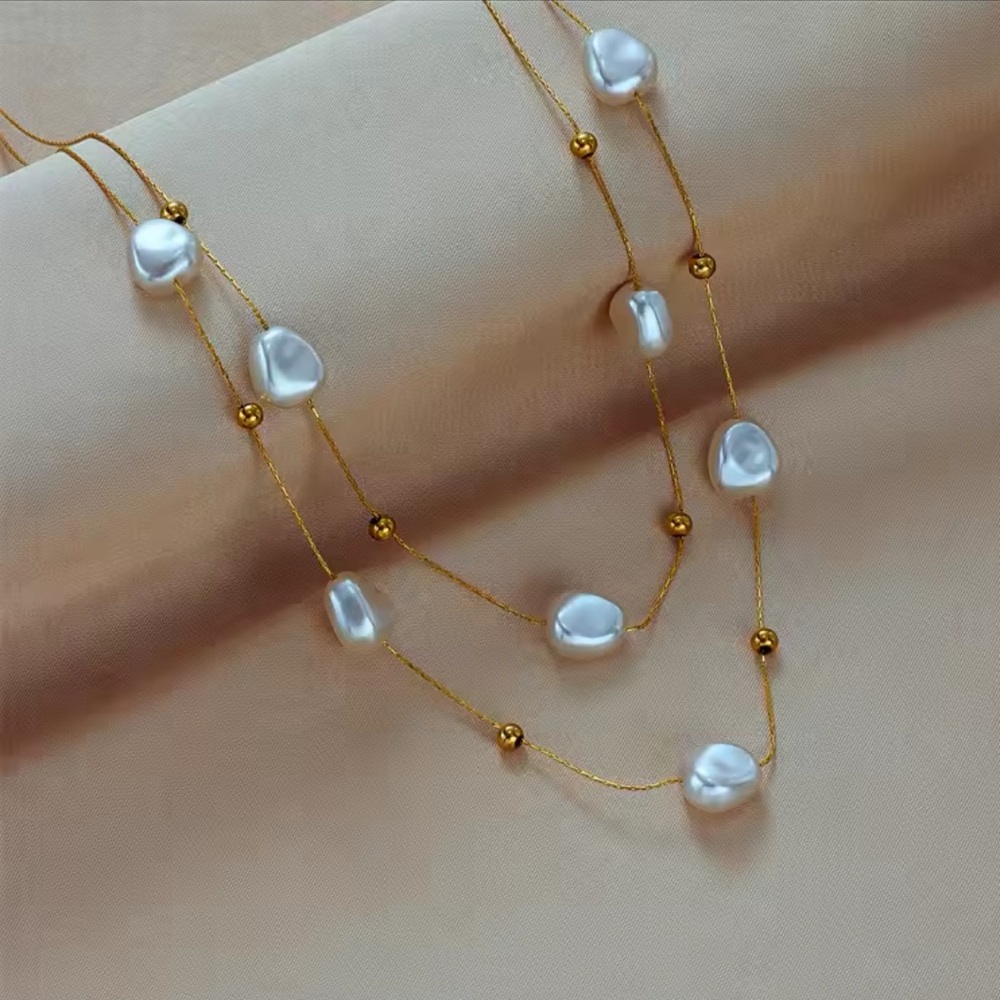 Gold Filled Multilayered Pearl Necklace